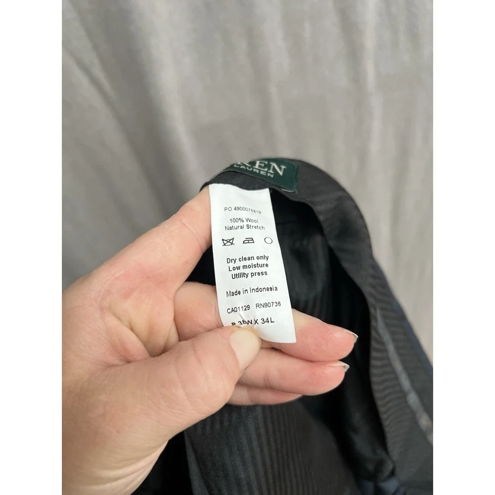 Lauren Ralph Lauren Mens Black Blazer Jacket 44R and Pants  36x34 100% Wool